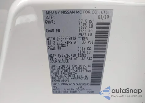 2019 Infiniti Qx60 Pure from USA, damaged, VIN 5N1DL0MMXKC554990